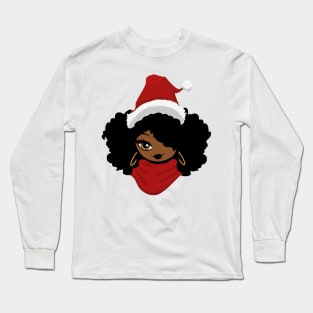 Afro Santa Claus Black Girl Magic Ugly Christmas Melanin Long Sleeve T-Shirt